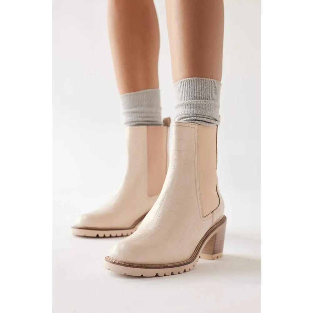 Seychelles Far Fetched Alligator Print Cream Heeled Ankle Boots